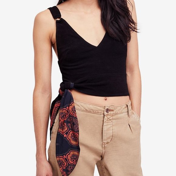 Free People Black Tank Top with Paisley Accent - Picture 2 of 6